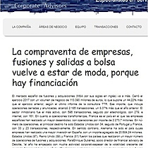 La compraventa de empresas, fusiones y salidas a bolsa vuelve a estar de moda, porque hay financiacin